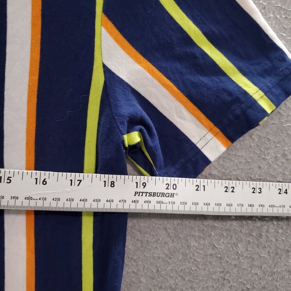 Huf Men Shirt M Blue Striped Logo Embroidered Short Sleeve Crew Neck - Picture 3 of 8